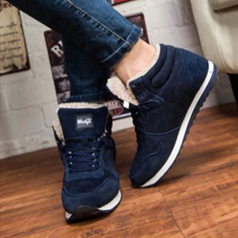 

Male Winter Shoes Warm Cold Proof High Top Lace Up Waterproof Fur Quality Men's Snow Boots Outdoor Hiking Cotton Shoe Work Sale