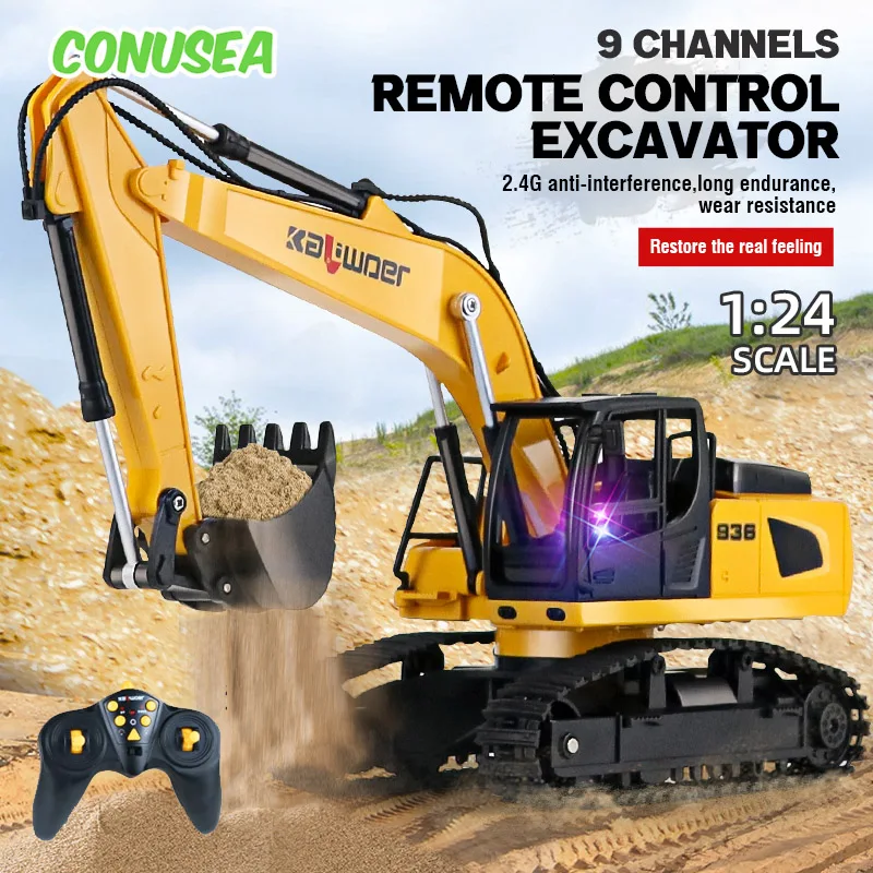 

Rc Truck 1:24 9Ch Remote Control Car Tractor Simulation Rc Excavator Engineering Car Crawler Trucks Electric Boy Children's Toys