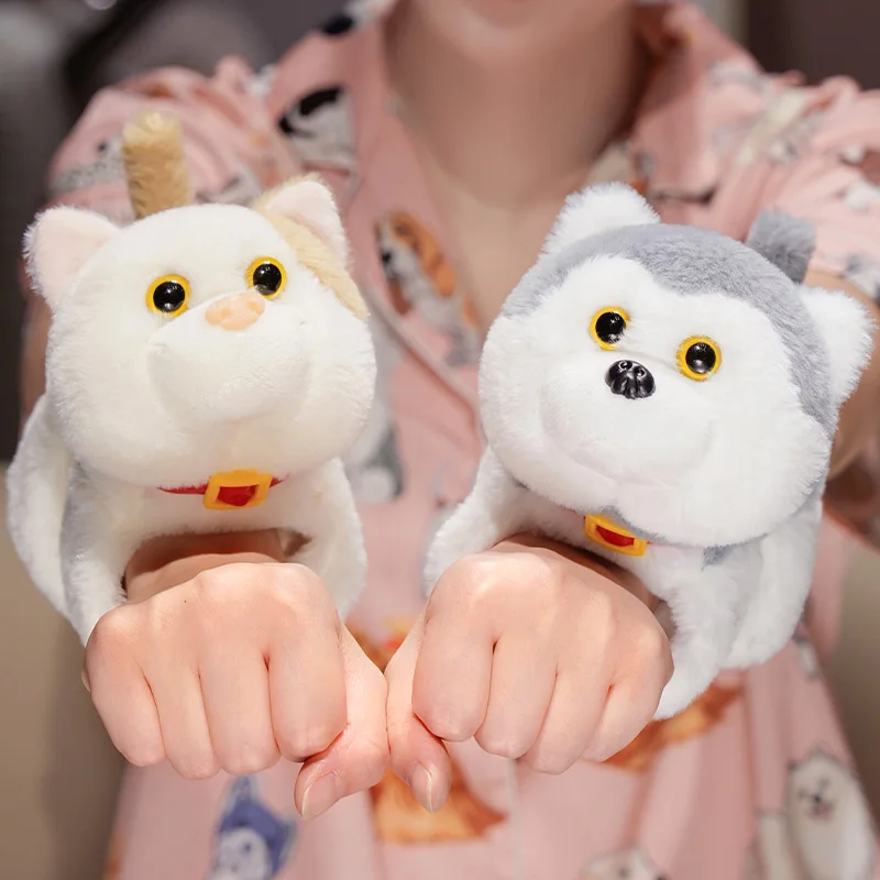 子供のためのカワイイ動物のスラップリストバンド、スナップブレスレット、ぬいぐるみの指輪、創造的なおもちゃ、面白いギフト、豚、ウサギ、ハスキー、犬、猫