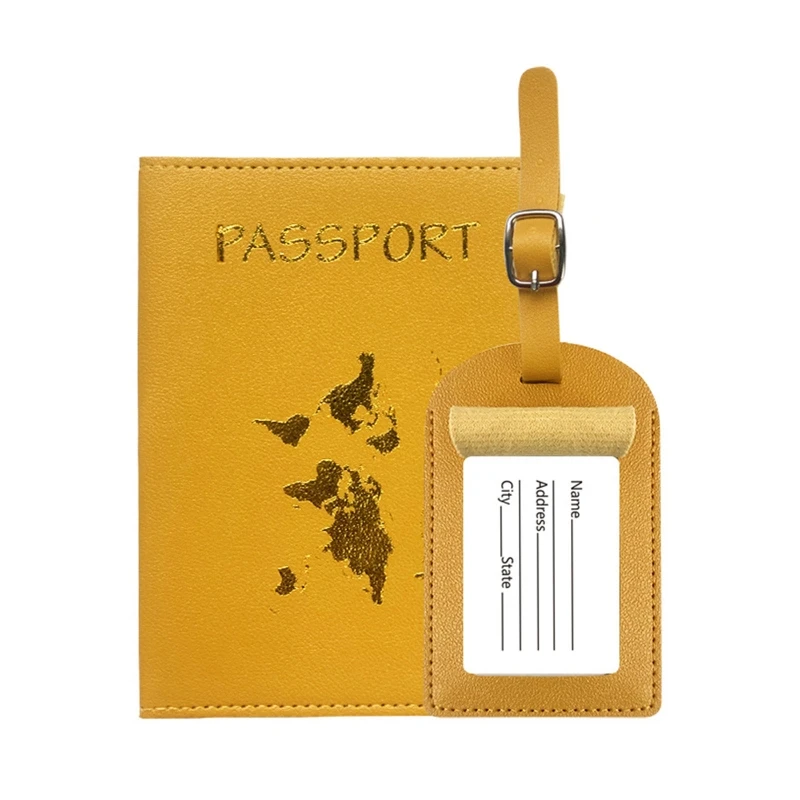 PU Leather Passport Cover for Case Luggage Tag for Women Men Couples Wedding Gif