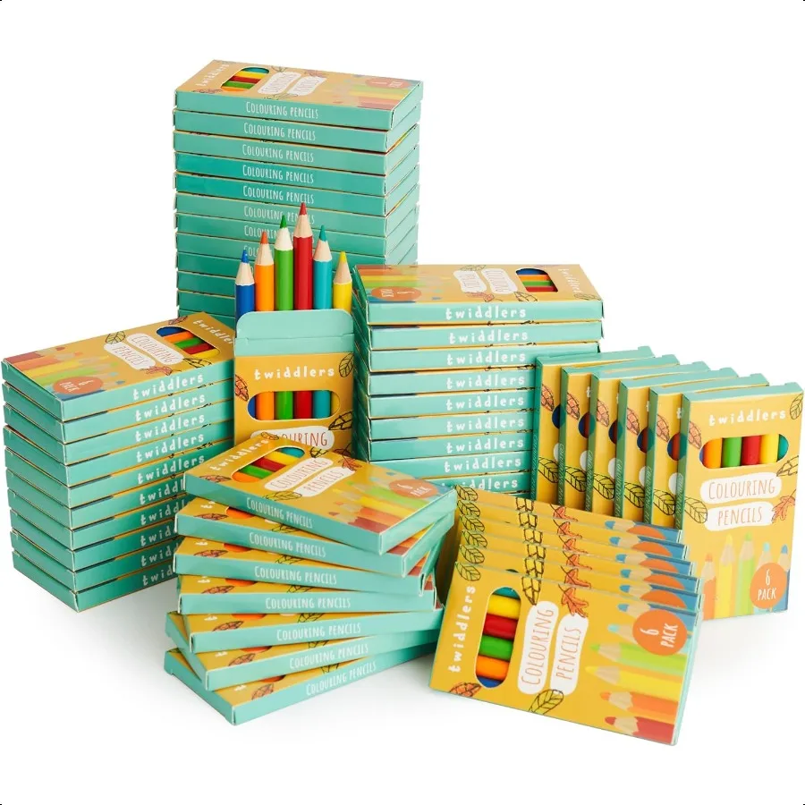 

60 Boxes of Mini Coloring Pencils for 6 Pencils Per Box 360 Total Bulk Colored Pencils School plies for Teachers Classroom Priz