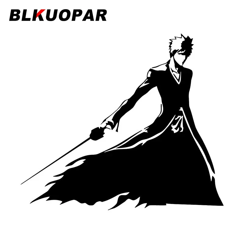 BLKUOPAR Bleach Kurosaki Ichigo Car Stickers Occlusion Scratch Silhouette Decal Refrigerator Trunk RV JDM Car Door Protector