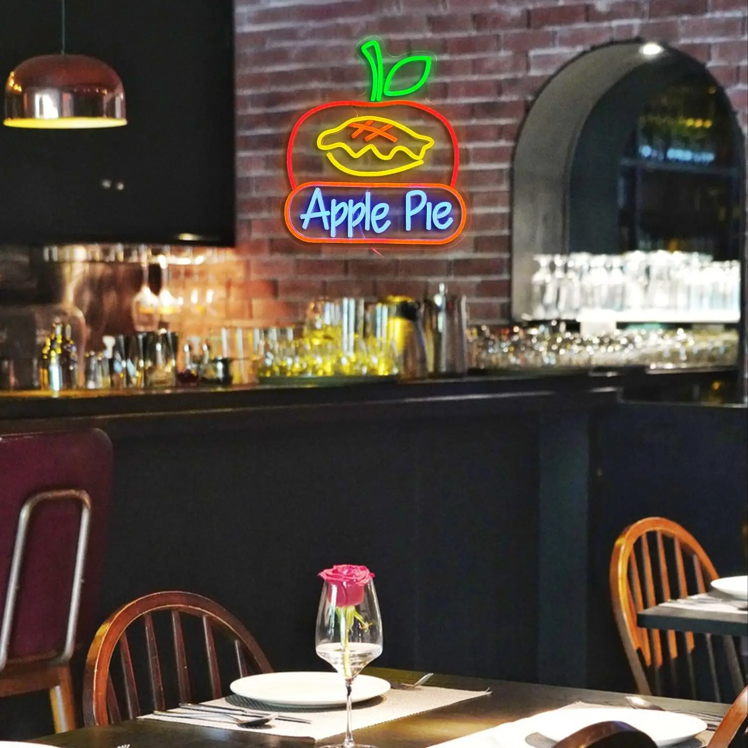 Apple Pie Neon Sign USB Dimmable Dessert Neon Light for Cake Shop Dessert House Bakery Shop Coffee Shop Kitchen  Decorarion