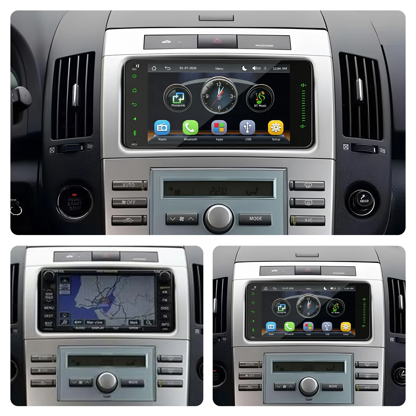 7-Inch Car Stereo Radio for Toyota Corolla Base Trim Gps Navigation Head Unit with Carplay Android Auto Bluetooth Wifi Swc Car Mp5 Player with 480P 8Led Backup Camera Am/Fm/Rds Radio