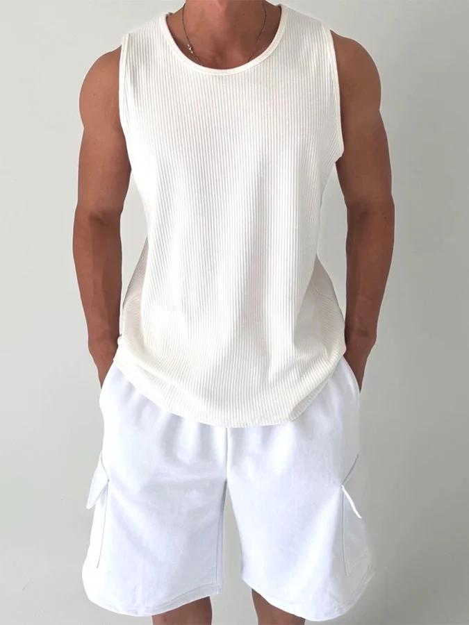 

Свободный спортивный жилет, мужская дышащая круглая повседневная футболка со сложенной текстурой мышц и вышивкой, удобная посадка