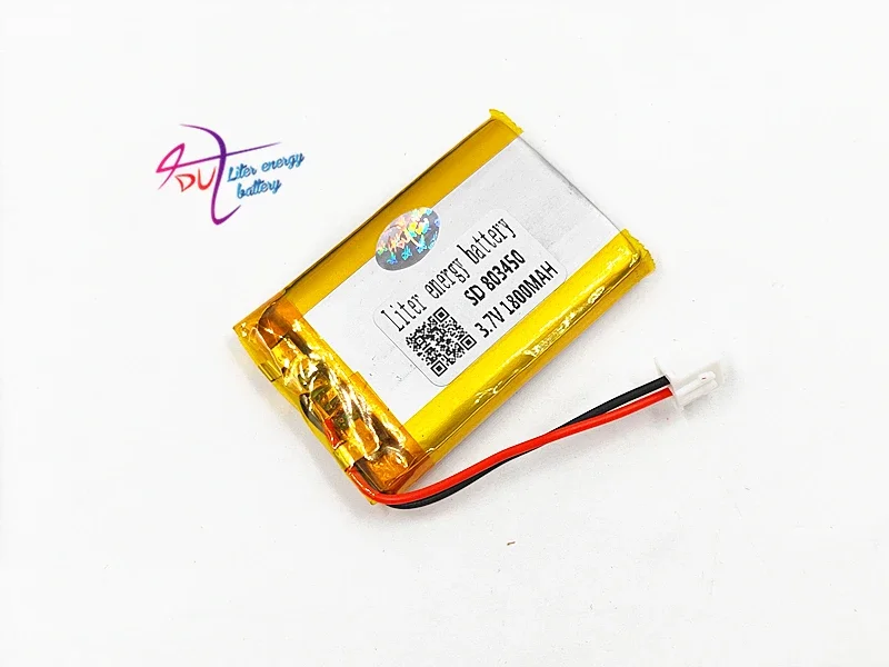 JST PH 2.54mm 803450 3.7V 1800MAH Lithium Polymer LiPo Rechargeable Battery with connector For Mp3 GPS bluetooth Camera watch