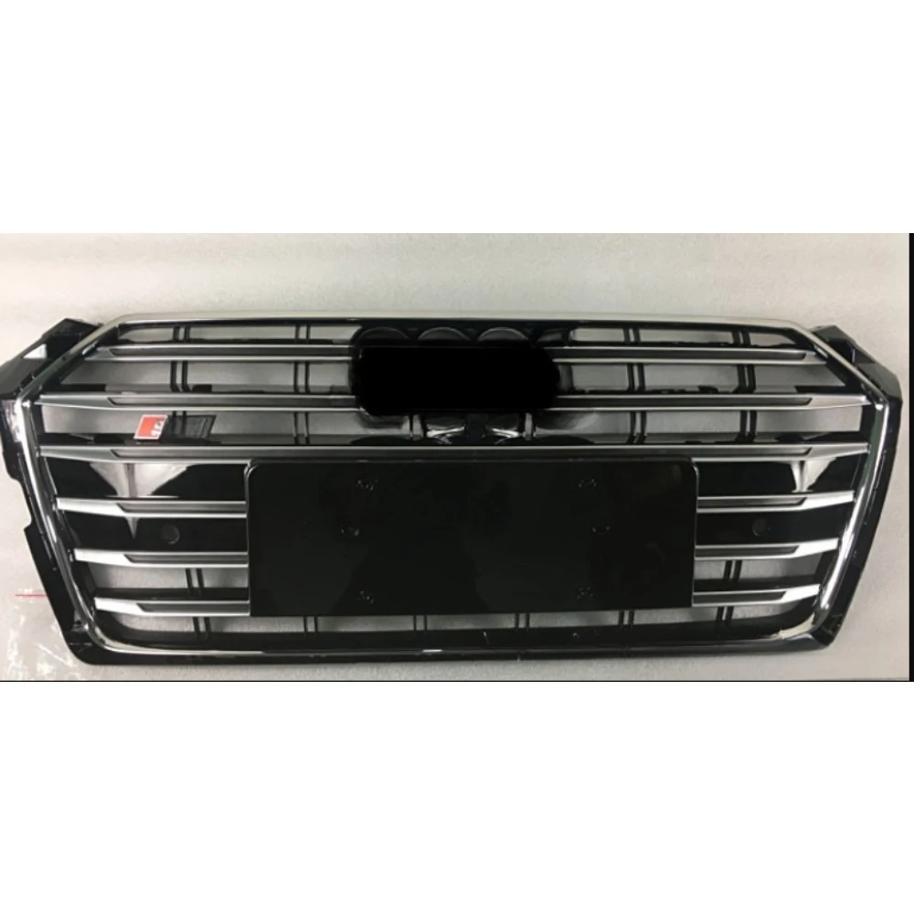 For Audi A5/S5 B9 2017 2018 2019 Car Accessory Front Bumper Grille Centre Panel Styling Upper Black Grill W/LOGO (For S5 Style)