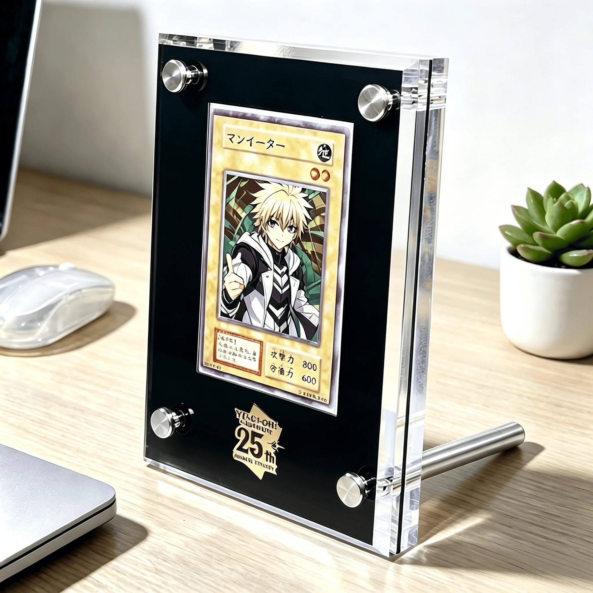 Soporte de exhibición para tarjetas conmemorativas del 25 aniversario de YuGiOh, para tarjetas de Dragón Blanco de Ojos Azules y Mago Oscuro, para exhibición de colección de tarjetas