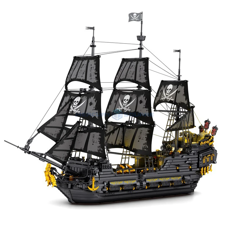 Black Pearl Pirate Ship Model Building Blocks MOC 66036 Sailboat Movie Medieval Transport High Tech Bricks Toy Gift Kids Boys