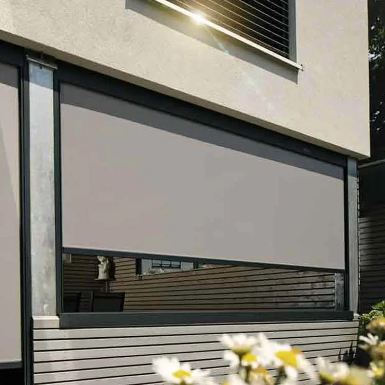 Toldo de fachada vertical retráctil móvil motorizado impermeable con control remoto para exteriores