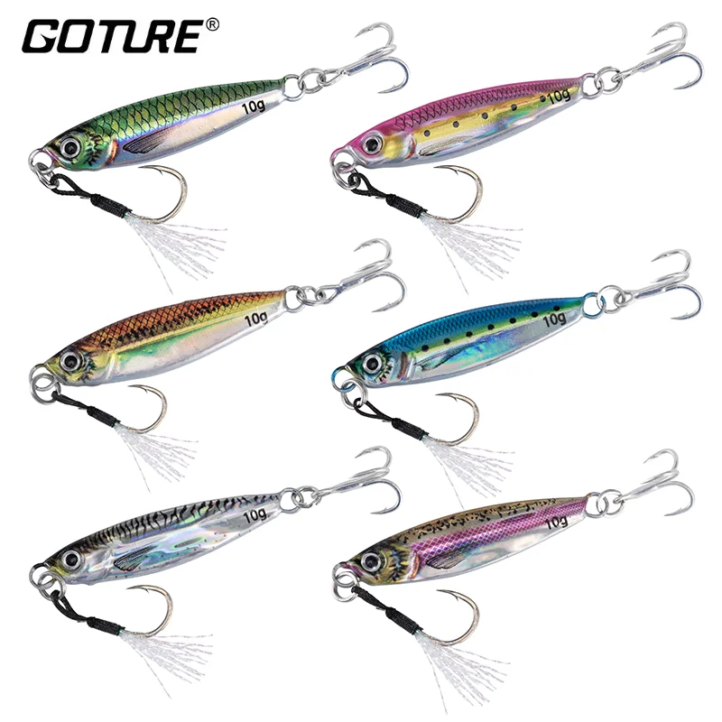 Goture Jigging Fishing Lure with Assist Hook & Treble Hook 7g 10g 15g 20g 25g 30g 40g 60g 80g Saltwater Casting Spoon Shore Bait