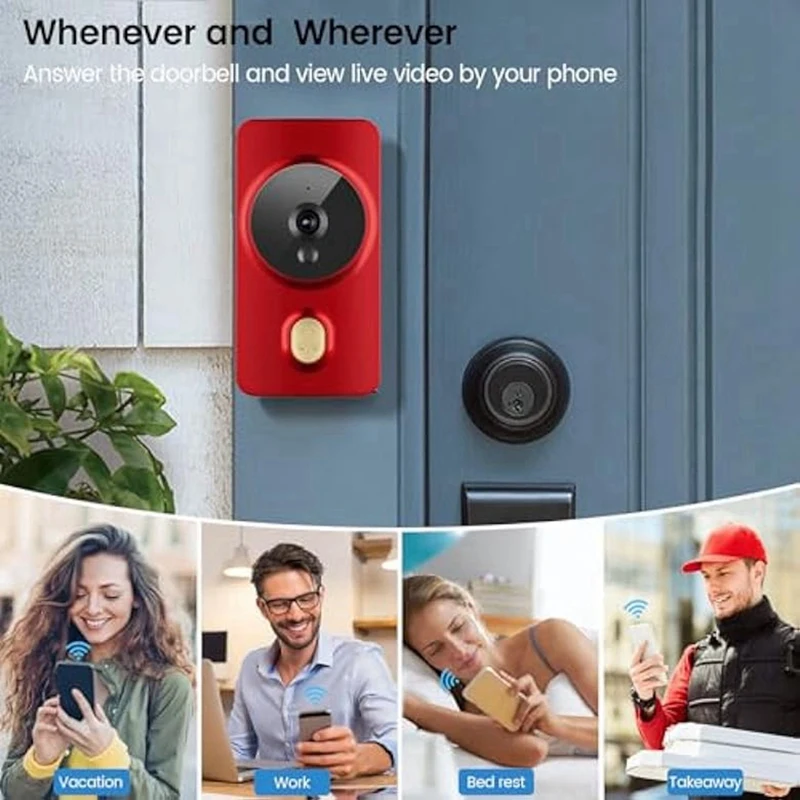 Smart Wireless Video Doorbell,Smart Wireless Remote Video Doorbell,With Call,Video,Photo,And Video Recording Functions
