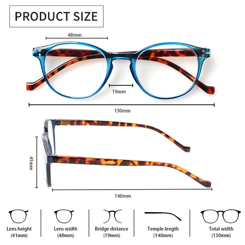 Imagen 2 del producto TUREZING-gafas de lectura antirreflectantes para hombre y mujer, marco redondo HD con lentes transparentes, gafas graduadas antifatiga para ordenador