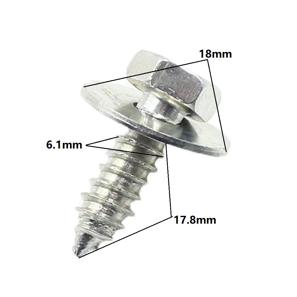 10Pcs Car Fender Screw Galvanized Silver Metal Rivet Body Interior Trim Panel Cross Hex Bolts Fastener Rivets