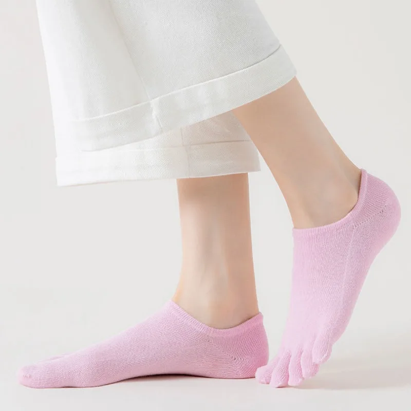 Summer Breathable Invisible Boat Socks Women Girl Solid Color Cotton Split Toe Socks Comfortable Versatile Sock Simple Accessory