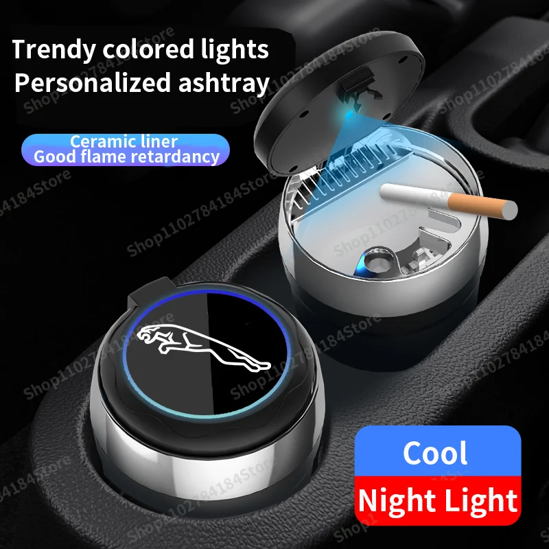 Car Ashtray Portable Flame Retardant Cigarette-free Case with LED Lightsuitable ForJaguar XF XJ XE E F I Pace F S X Type Xk Xkr