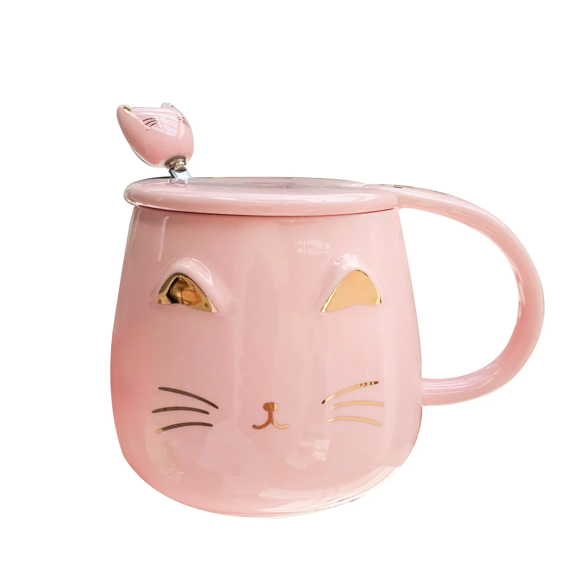 Ceramic Mugs Hand drawn golden cartoon cat coffe mug creative Drinkware Coffee Tea Cups Novelty Gifts milk cup