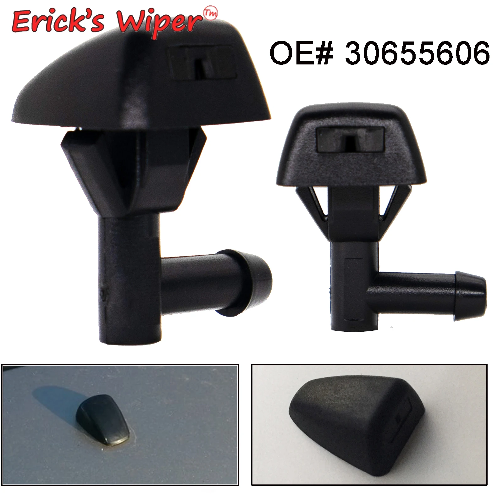 Erick's Wiper 2Pcs/Set Front Windshield Wiper Washer Jet Nozzle Sprayer Hood Jets Fan Shape Fluid For Volvo XC70 V70 S60