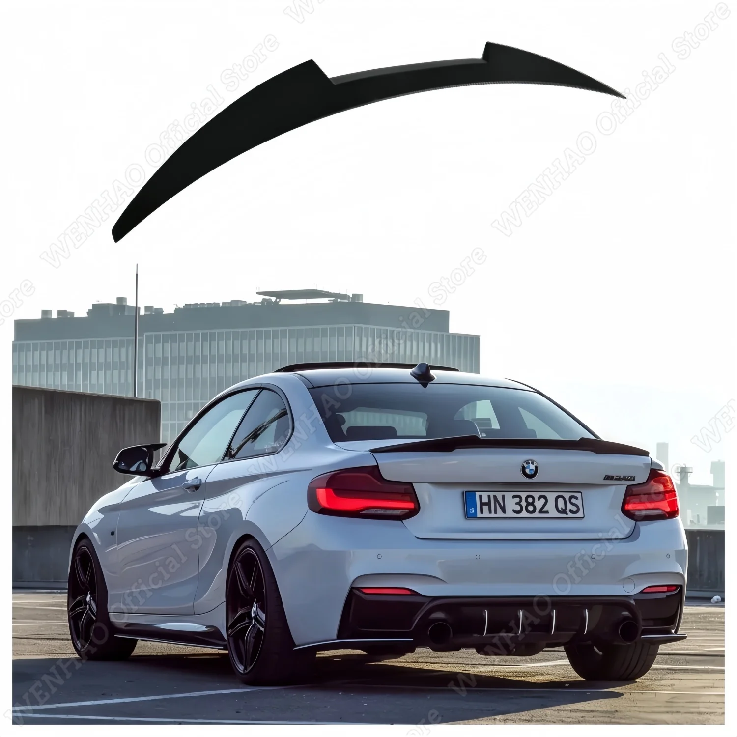 M4 Style Material Gloss Black Car Rear Trunk Spoiler Wings For BMW 2 Series F22 F87 2015-2019 Tuning Spoiler Caps Bodylits