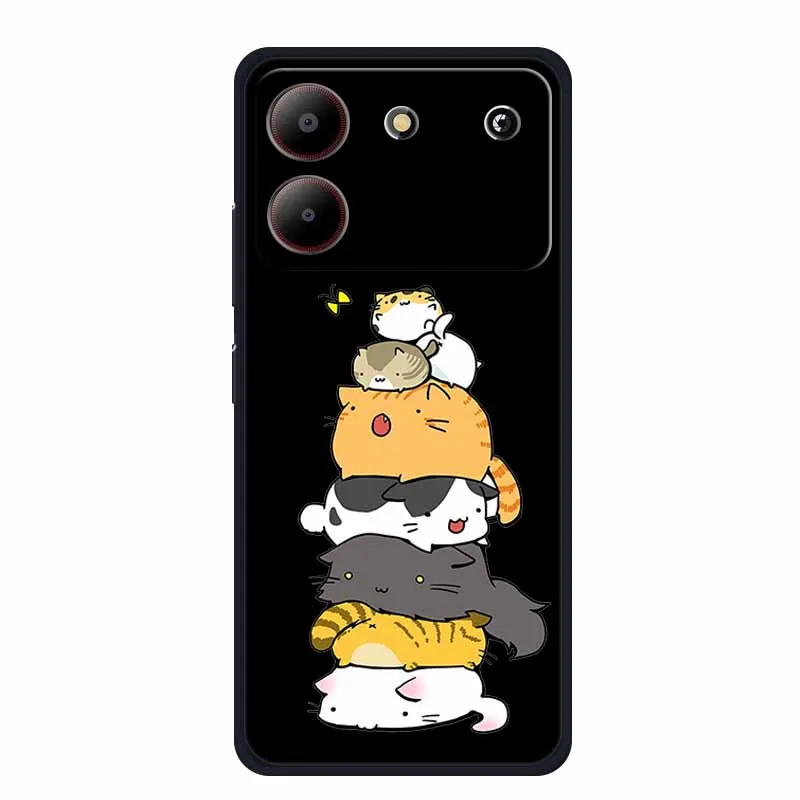For ZTE Blade A54 Case Cute Cartoon Cat Black Silicone Soft Phone Case For ZTE Blade A54 4G Back Cover Case A 54 6.6\