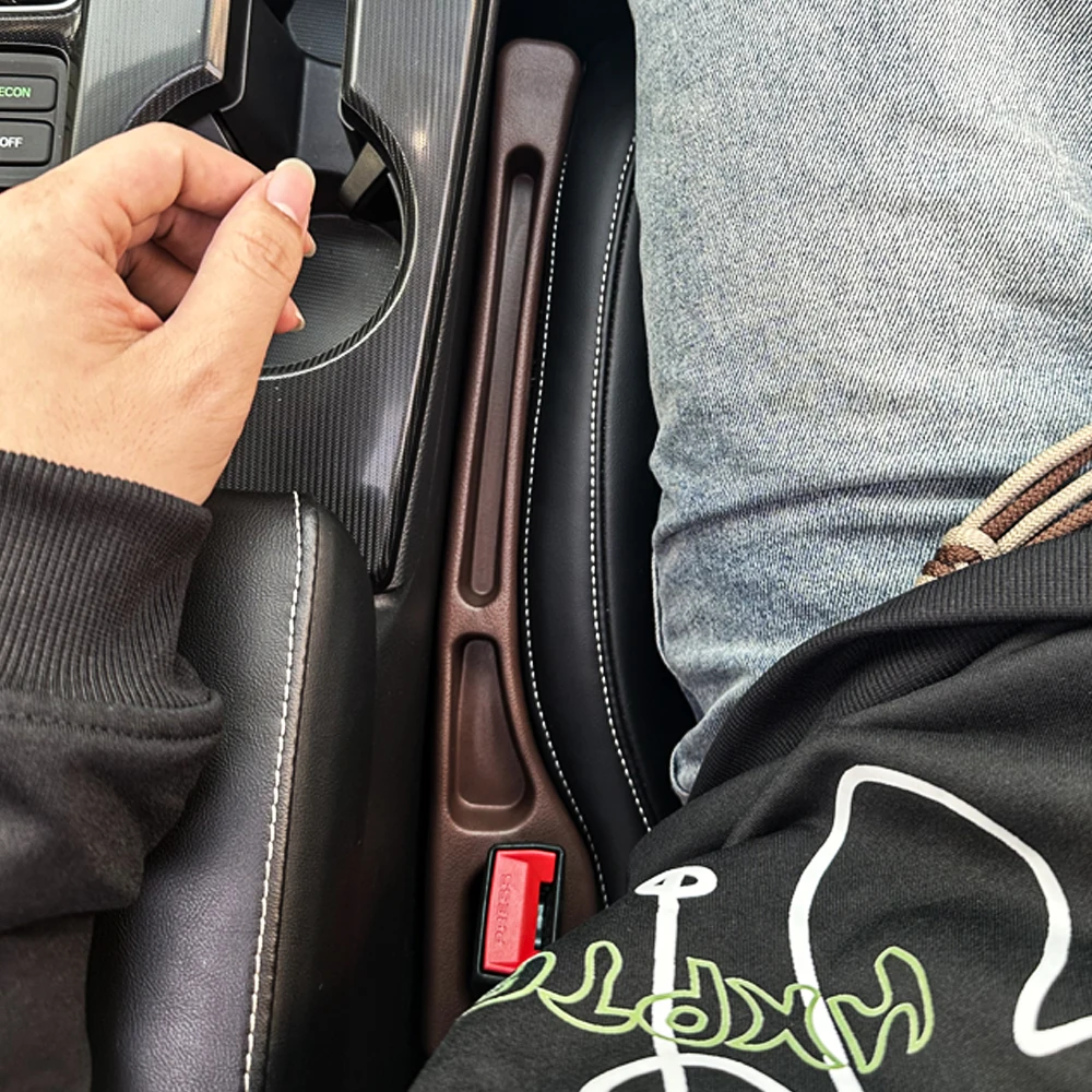 2 Stück Autositz-Lückenfüller, Dual-Slot-Design, Auto-Innenzubehör, Telefon- und Schlüssel-Aufbewahrungsbox, Auto-Slot-Pad, Sitz-Lückenfüller – Detail 8