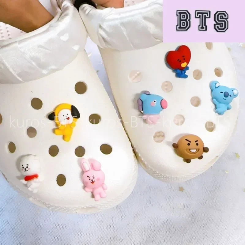 BTS New Crocs Transparent Accessories Tata Cooky DIY Cartoon Three-dimensional Shoe Flower Anime Kawaii Removable Shoe Buckle