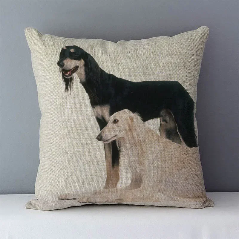 Greyhound Printed Home Decorative Cushions For Sofa 45x45cm Cozy Couch Cushion Cover Square Bed Pillow Covers Flax Linen Fabric