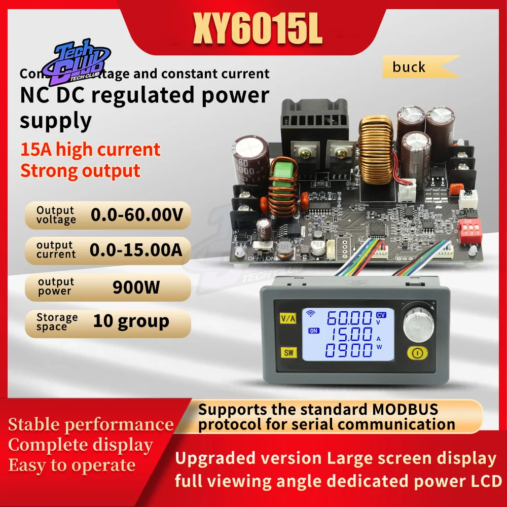 가변 DC 안정화 전압 정전압 및 정전류 15A/900W 스텝 다운 모듈 보드, XY6015l CNC