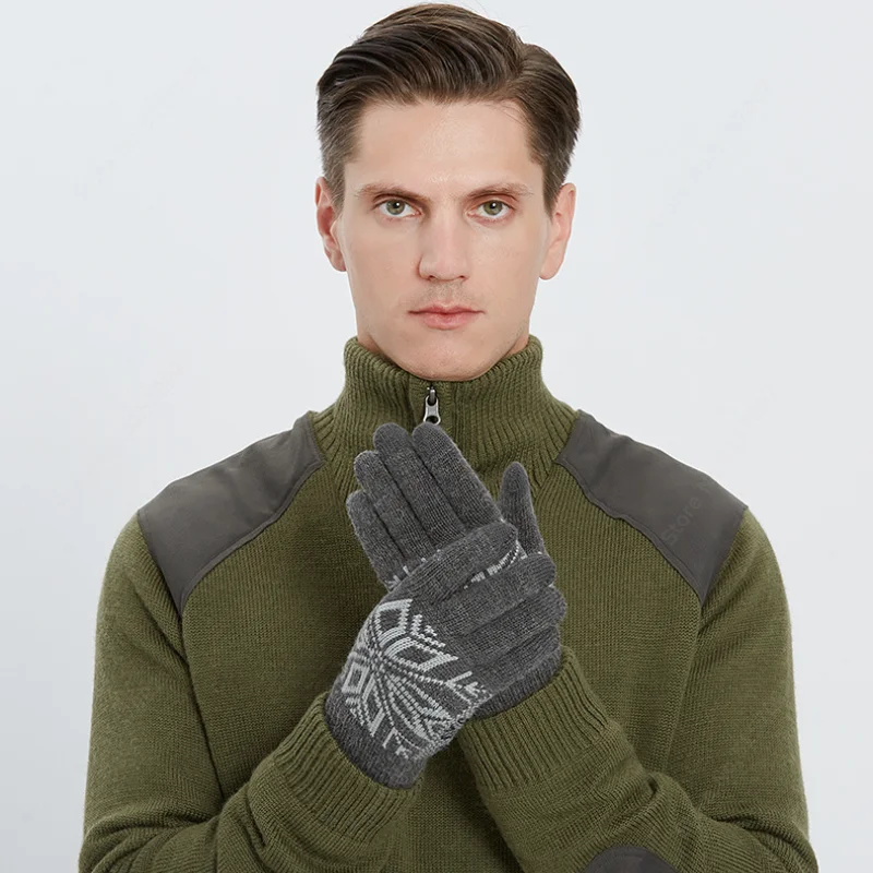 Xiaomi-guantes de punto de invierno para hombre, manopla de dedo completo para pantalla táctil, gruesa, mantiene el calor, de lana sólida, de negocios, de alta calidad