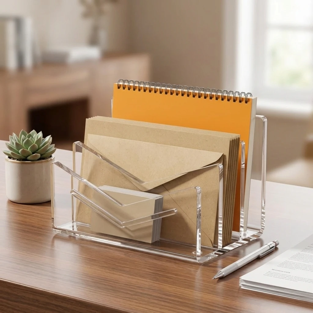 Letter Organizer Transparent Home Office Desktop Storage Box Professionals Classification Card Acrylic Document Tray Holder