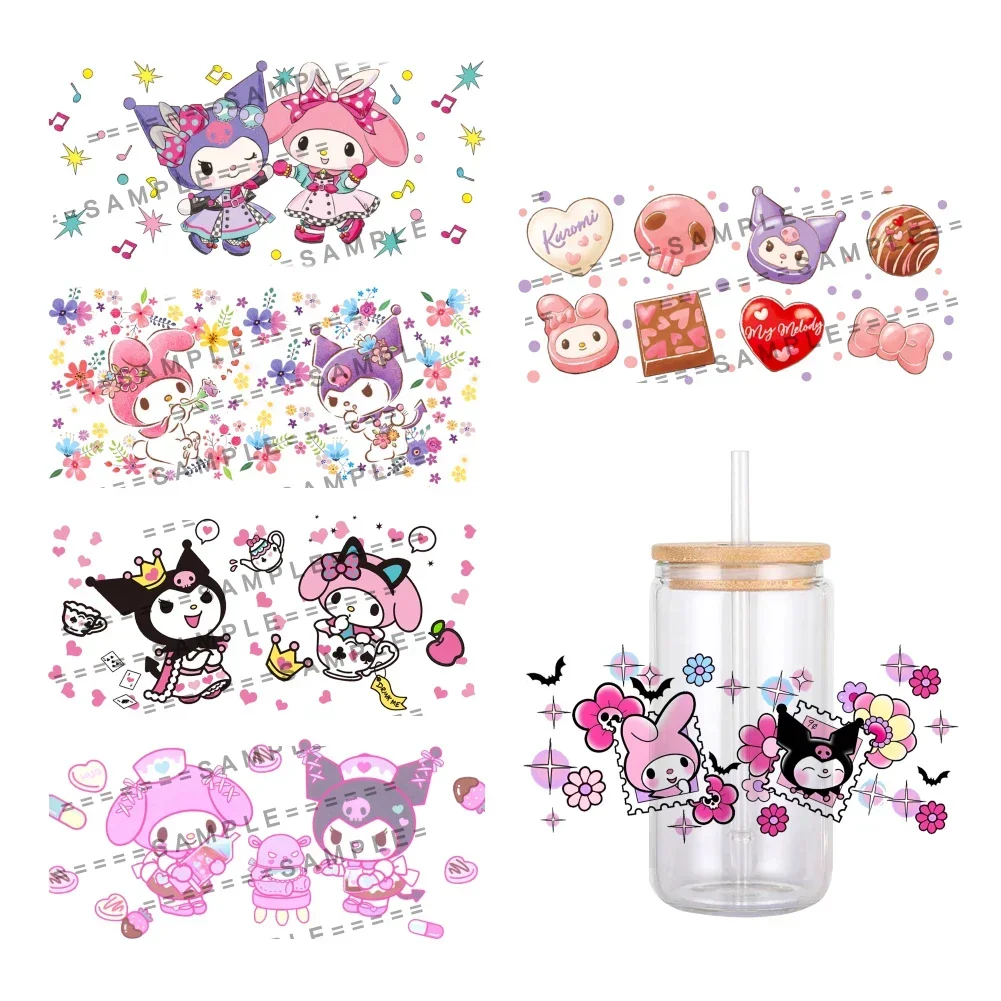 Mini Sanrio Cartoon UV DTF Transfer Sticker Kuromi My Melody Wraps For 16oz Cups Bottles