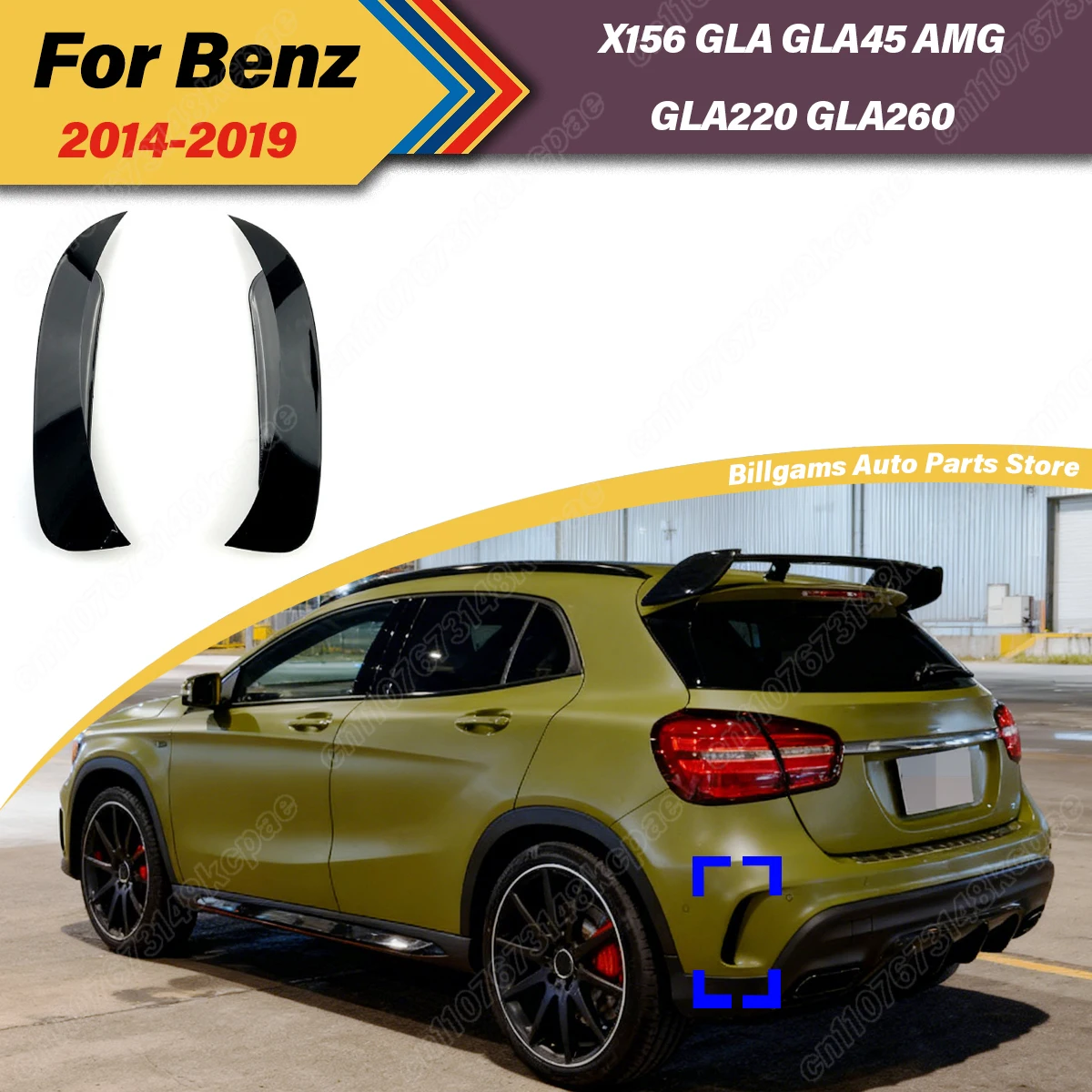 

For Mercedes Benz X156 GLA GLA45 AMG GLA220 GLA260 2014 2015 2016 2017 2018 2019 Automobile Rear Bumper Side Splitter Body Kit