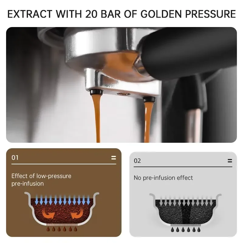 Automatic Single Cup Coffee Maker Stainless Steel Portable Espresso Machine Hot and Cold Brew System for Home Office Use