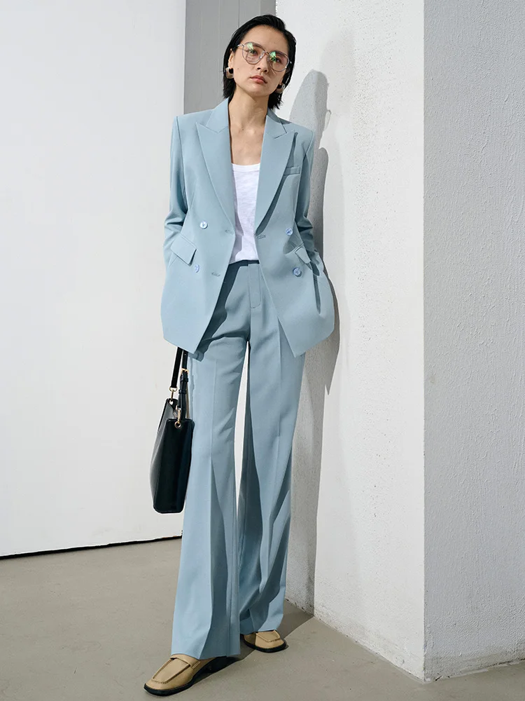 

Women's Mis Blue Suit Jaet 2026 New Workwear Profional Personali Broaast Host on Air Autumn Clothes Set