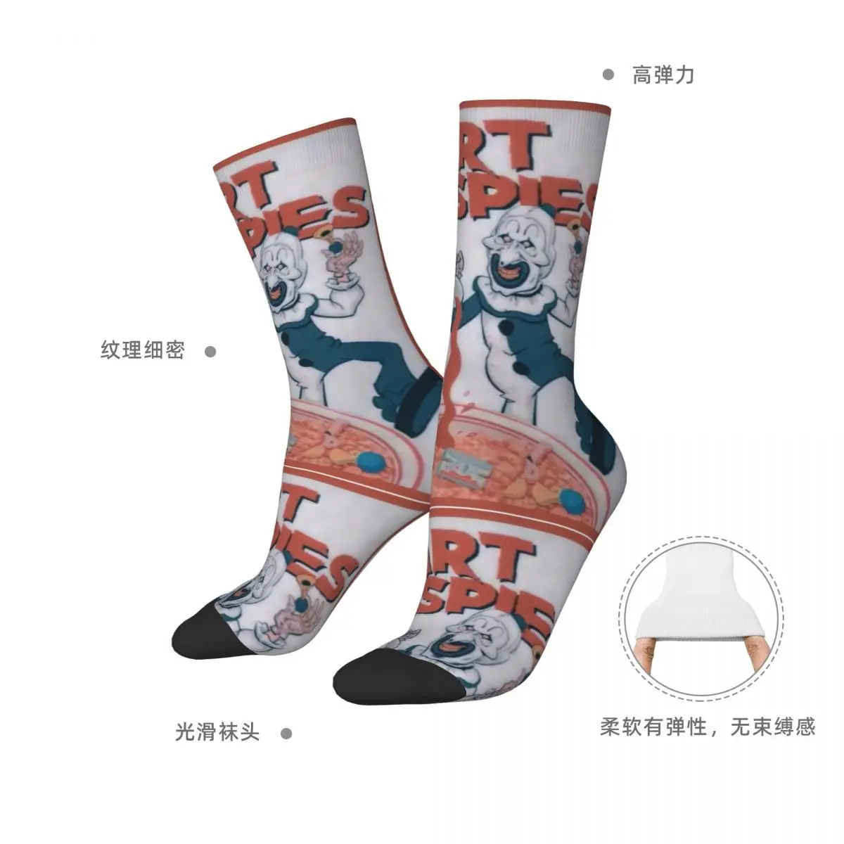 Terrifier Movie Art Crispies Stockings Design Kawaii Socks Autumn Anti Slip Socks Men Outdoor Quality Socks
