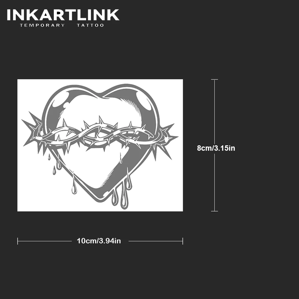 وشم مؤقت على شكل قلب شوكة، آخر حتى 15 يومًا، ملصق سحري شبه دائم مقاوم للماء بتقنية جديدة.