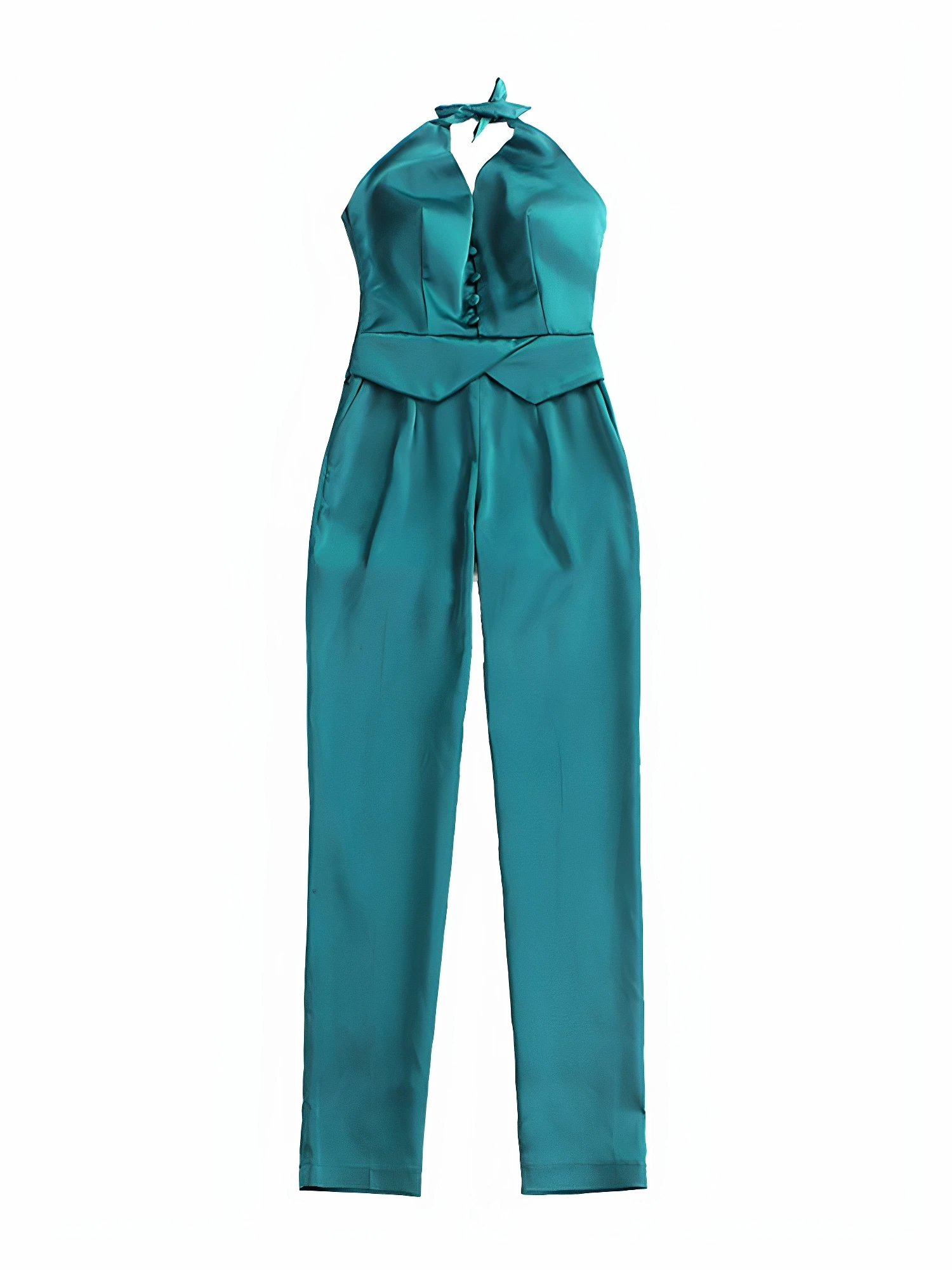 

Ele High-Waist One-Piece Suit Casual Long Pants Summer Slim Sexy V-Ne Retro Hanging Ne-Piece Pants for Women