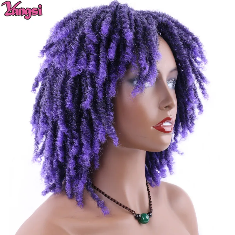 Redhead Wig 6 Inch African Synthetic Hair Wigs Dreadlocs Afro Braid Purple Vampire Wig Woman Cosplay Party Daily Wear