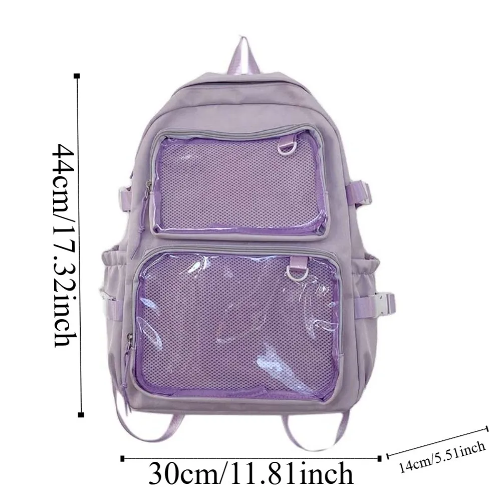 Einfarbiger Nylon-Ita-Rucksack, staubdicht, transparent, Schultasche für Schüler, strapazierfähig, kratzfest, großer Tagesrucksack. – Detail 1