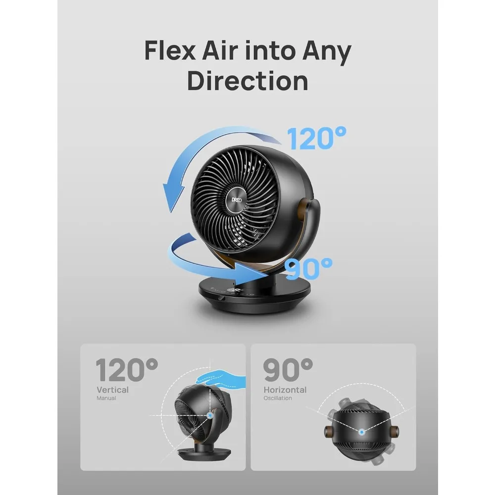 Fan for Bedroom, Desk Air Circulator with Remote, 11 Inch Table Fans for Whole Room, 60ft Powerful Airflow, 120° Vertical Manua