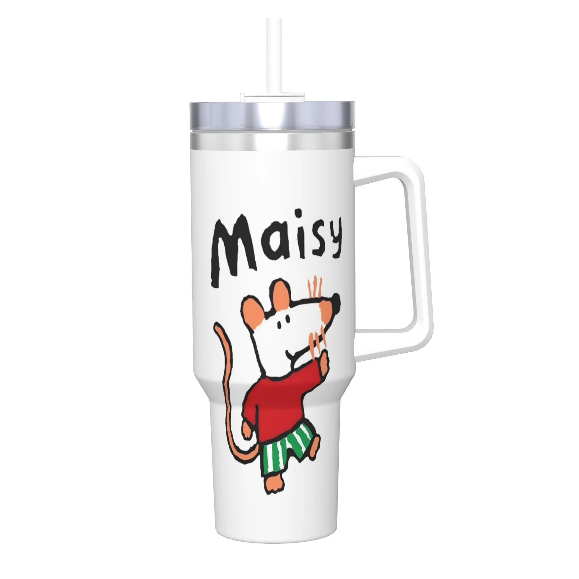 Maisy Mouse Tumbler With Straw  Stainless Steel Mugs Cup Double Wall Vacuum Insulated for Cold Or Hot 40oz
