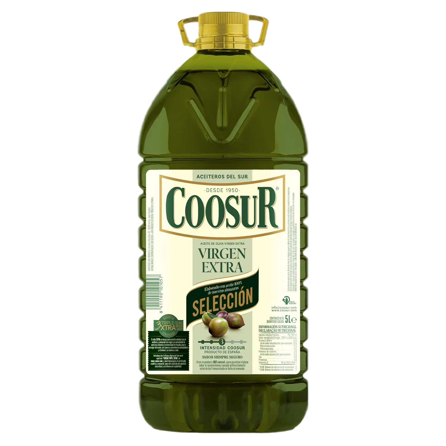 COOSUR Aceite de Oliva Virgen Extra Selección Garrafa 5L categoría superior calidad PREMIUM GARANTIZADO