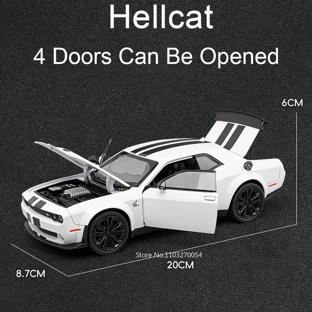 1:22 HiPhi X ヘルキャット合金製おもちゃの車モデル、サウンドライト、プルバック機能、ドア開閉可能、男の子の誕生日プレゼント