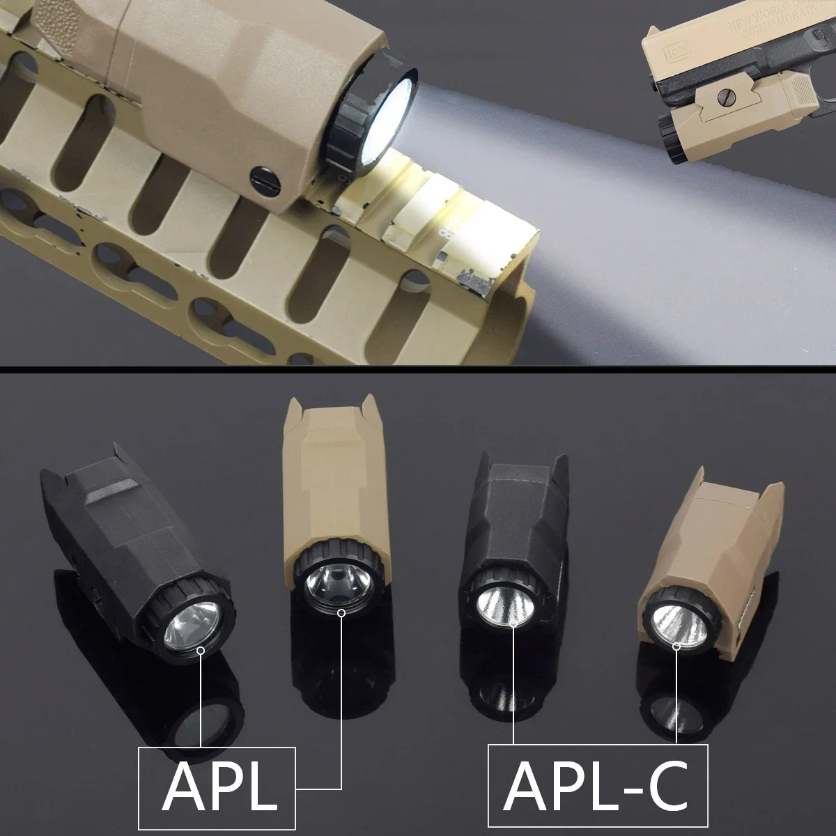 Tactical INFORCE APL APL-C Weapon Gun Light Airsoft Rifle Strobe LED Torch Fit 20mm Rail Pistol AR15 AK47 Hunting Flashlight