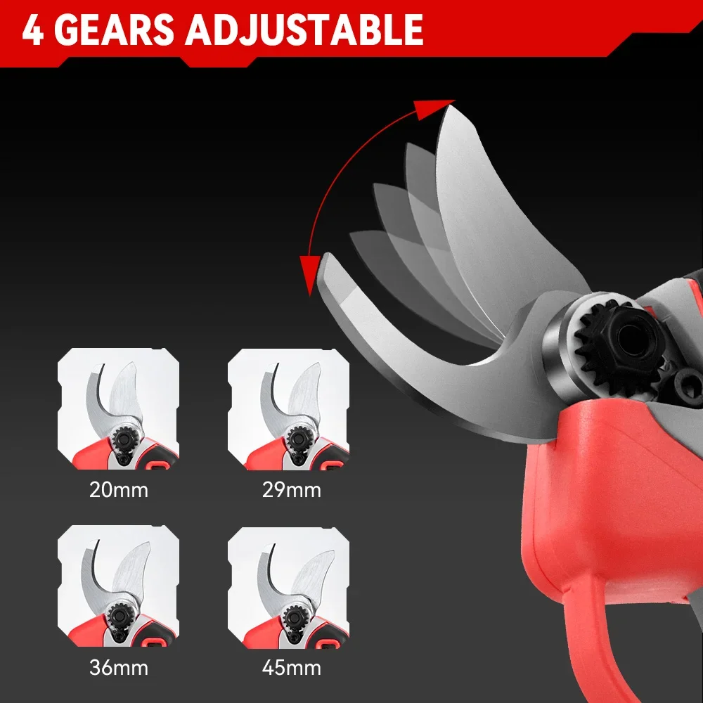 Imagem -05 - Brushless Electric Pruning Shears Cordless Pruner Branch Pruner Recarregável Gardening Tool For Makita Bateria 18v 4gears 30 mm