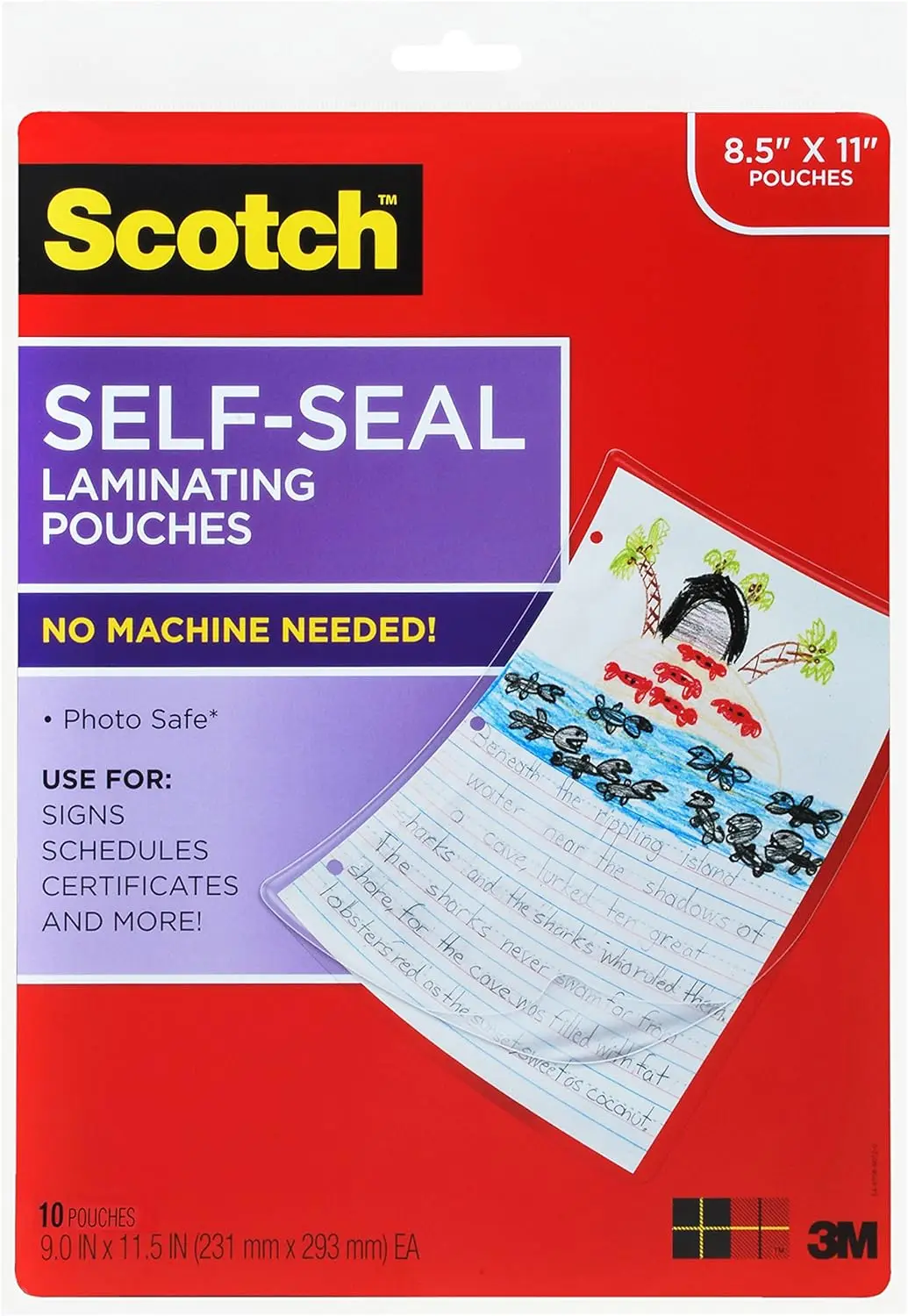 

Self-Seal Laminating Pouches, 9x11.5in Letter Size, No Machine Needed, 10 Pack