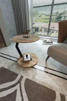 Sofa Table Side Table Service Table Walnut Wood Round Table Single Leg Coffee Table Living Room Furniture 60 Cm