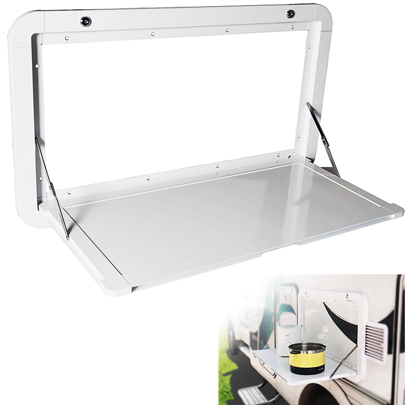 Foldable RV Picnic Table Perfect for Campervans and Motor Homes Wall-Mounted Drop Leaf Design with Lockable Aluminum Alloy Kit