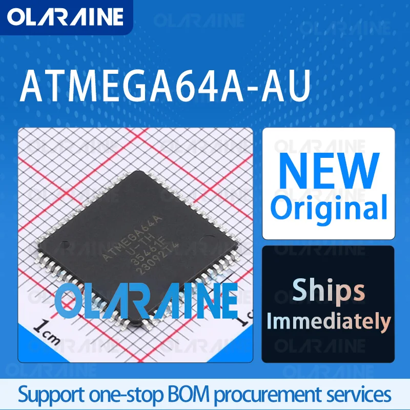 1/5/10Pcs ATMEGA64A-AU TQFP-64 8-bit Microcontroller -MCU RoHS Core AVR Data RAM 4 kB 53 I/O Voltage 5.5 V