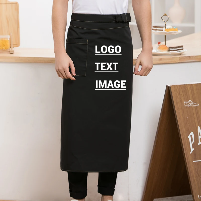 Longer Chef Waist Apron Customization Western Restaurant Bistro Kitchen Cooking Baking Half Mandilles for Man Black/Red/White